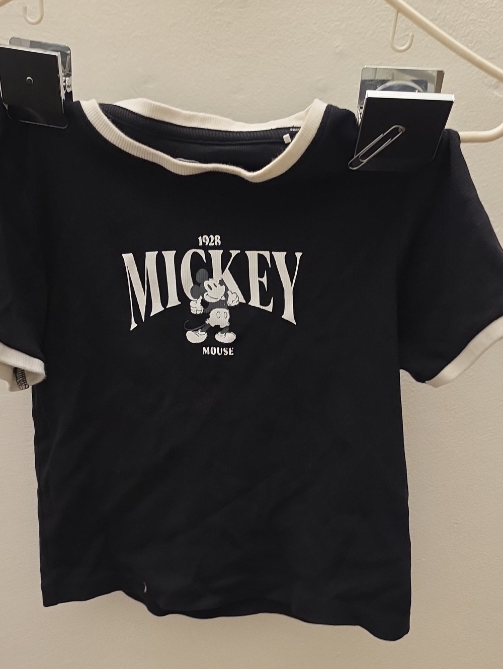 Disney Black & White Mickey Mouse Ringer Tee